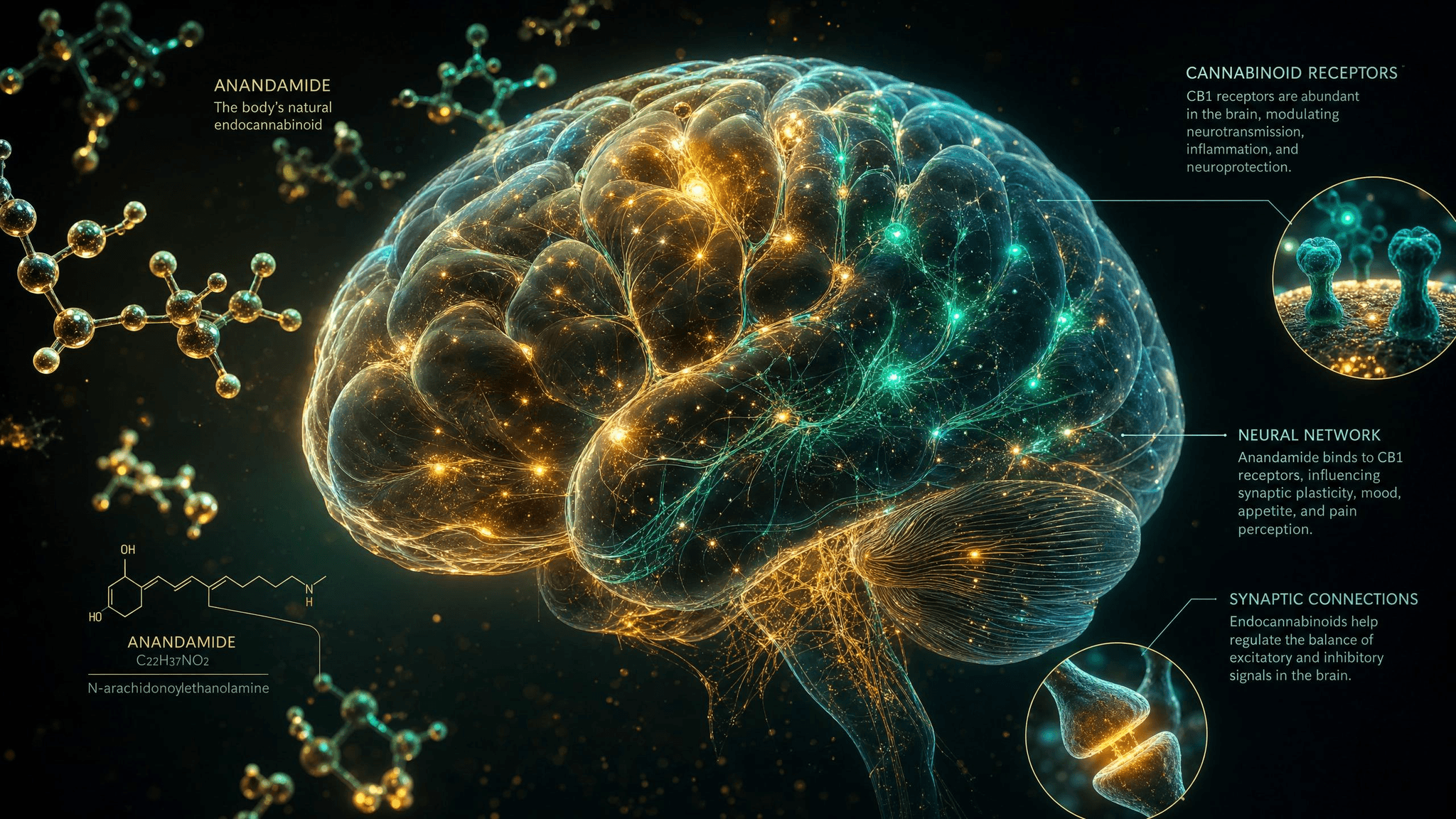 Das Gehirn und die darin befindlichen Endocannabinoid-Rezeptoren und Liganden