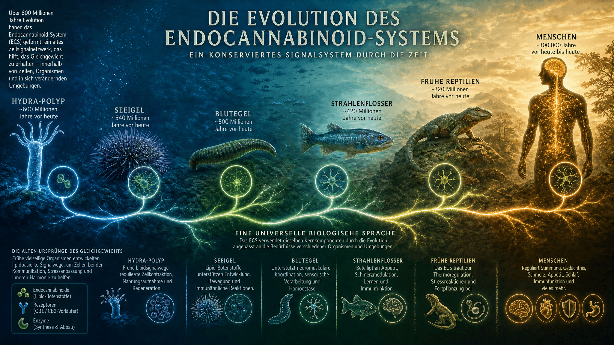 Infographik zur Evolution des Endocannabinoid-Systems